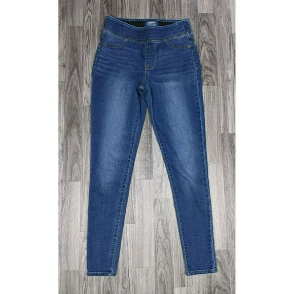 (3/$35) Old Navy Sz 4 Regular Rockstar Mid Rise Pull On Skinny Denim Blue Jeans - Picture 1 of 10